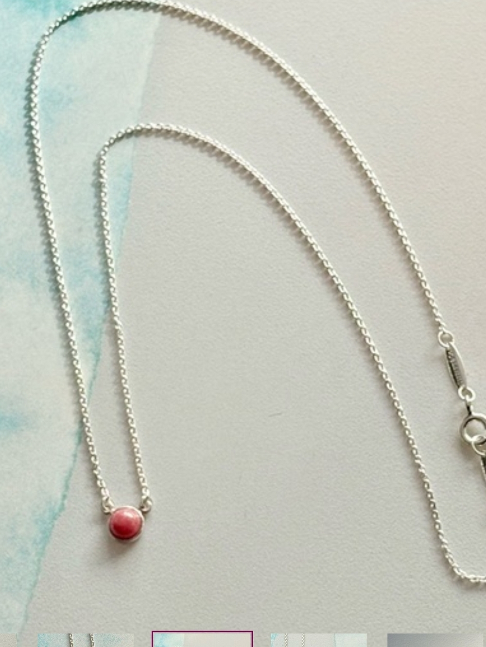 Tiffany & Co. Silver Necklace with Pink Pendant